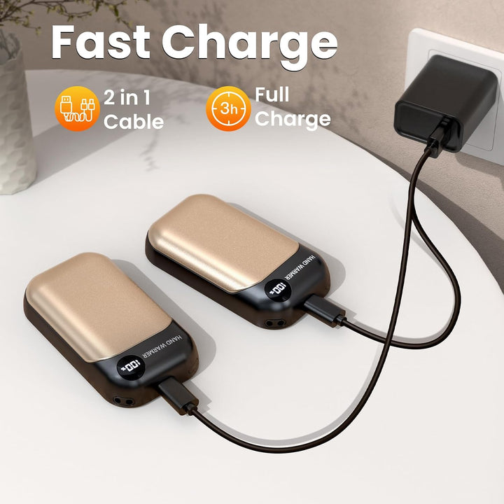 Handwärmer, 2-in-1 Magnetische Handwärmer Elektrisch, 6000mAh Tragbarer Taschenwärmer mit LED-Anzeig