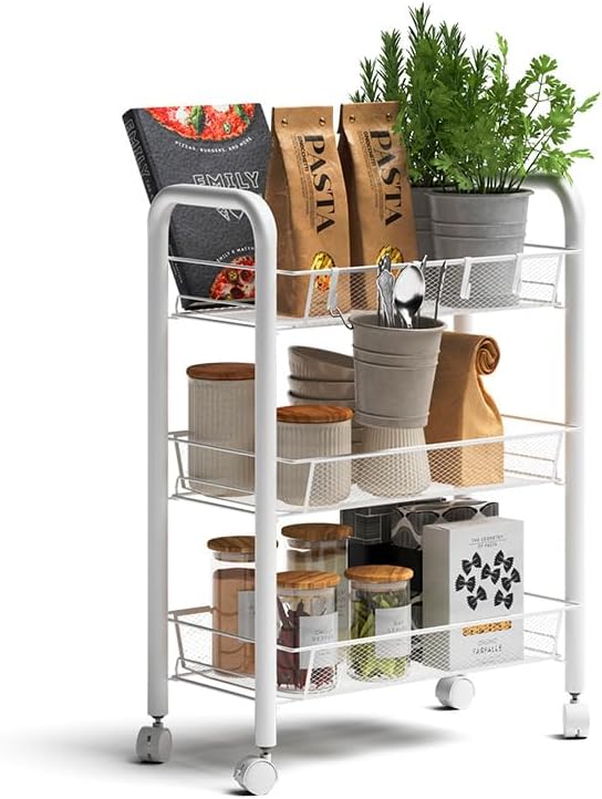 Vicco Rollcontainer Tarro, Weiss, 45 x 64 cm mit 3 Ablagefächern, Weiß