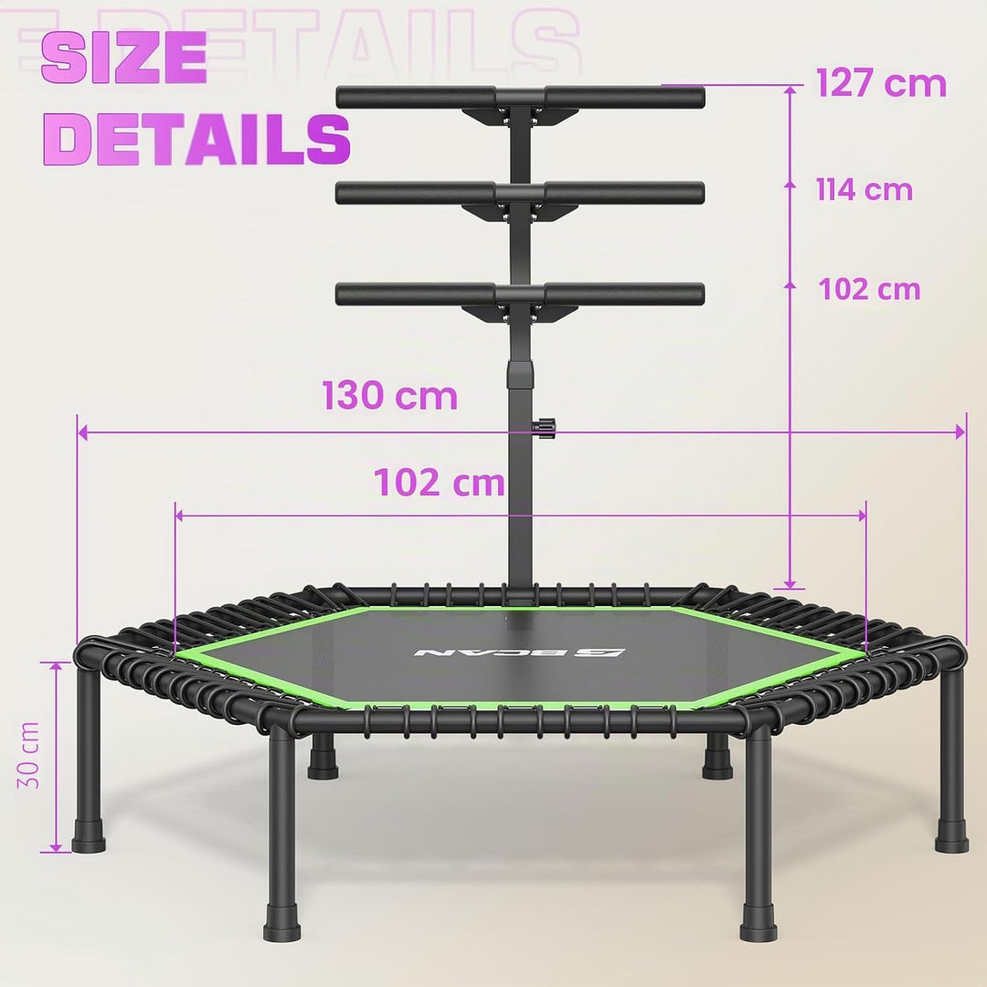 BCAN Fitness Trampolin Indoor Ø 122/133 cm, Trampolin Erwachsene bis 250 kg, Bodentrampolin mit vers