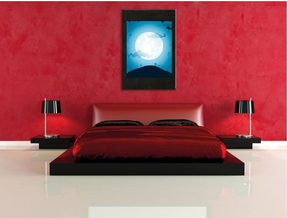 Pixxprint Schauriger Mond als Leinwandbild/Grösse: 100x70 cm/Wandbild/Kunstdruck/fertig bespannt 70x