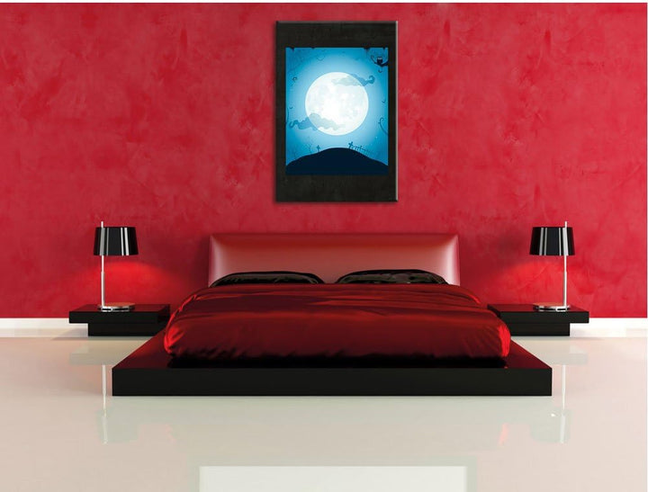 Pixxprint Schauriger Mond als Leinwandbild/Grösse: 100x70 cm/Wandbild/Kunstdruck/fertig bespannt 70x