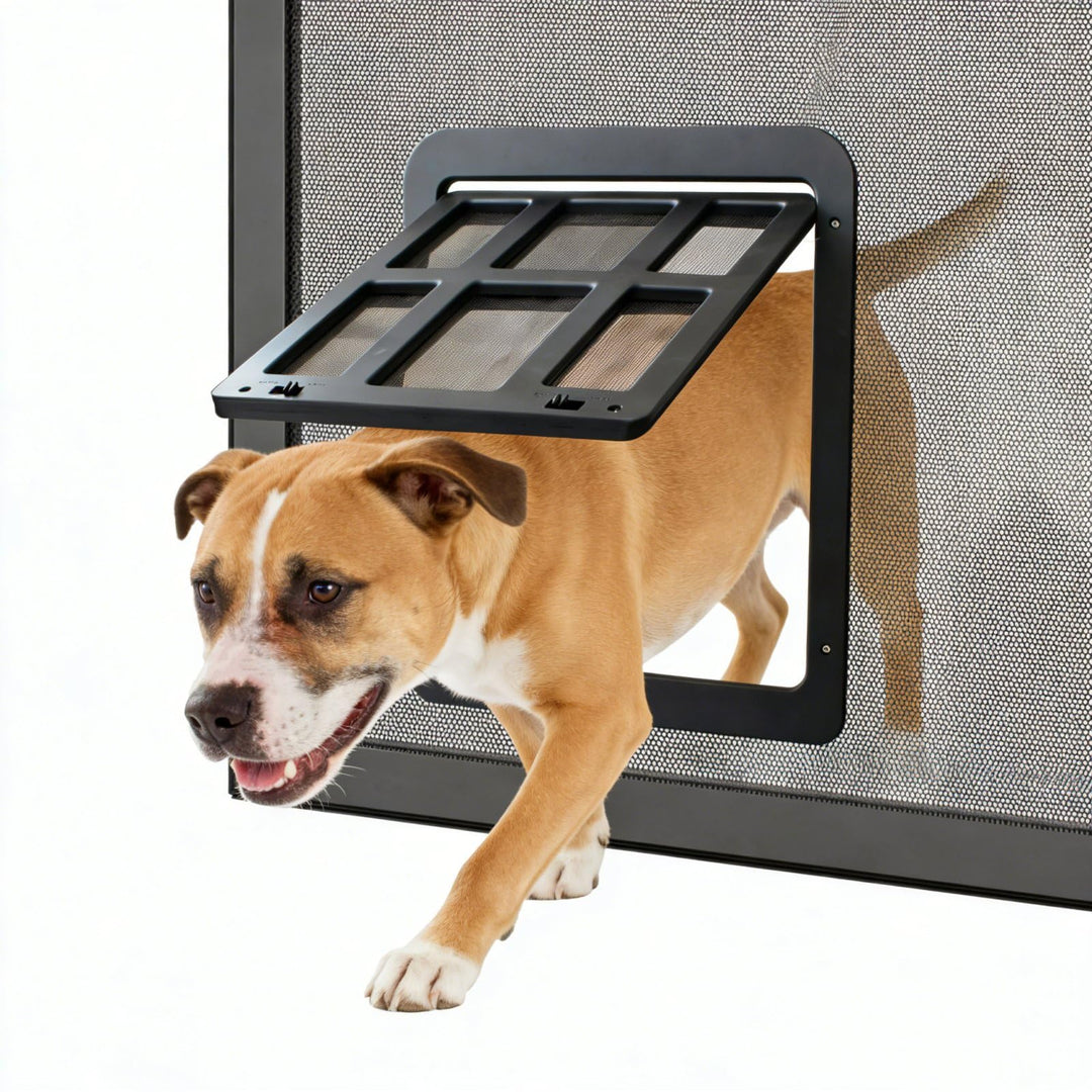 Enjoying Hund Fliegengittertür Katzentür mit Magnetklappe Abschliessbar Hundetüren für Schiebetür, B