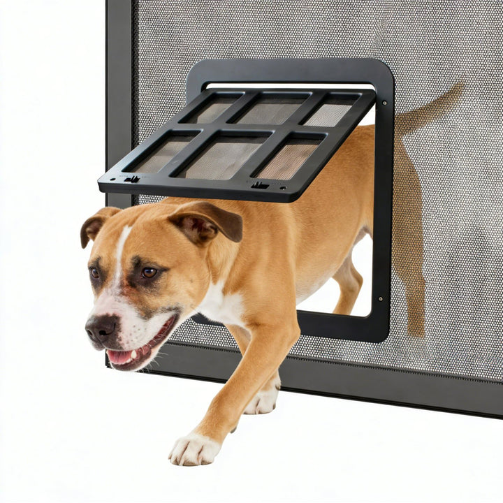 Enjoying Hund Fliegengittertür Katzentür mit Magnetklappe Abschliessbar Hundetüren für Schiebetür, B