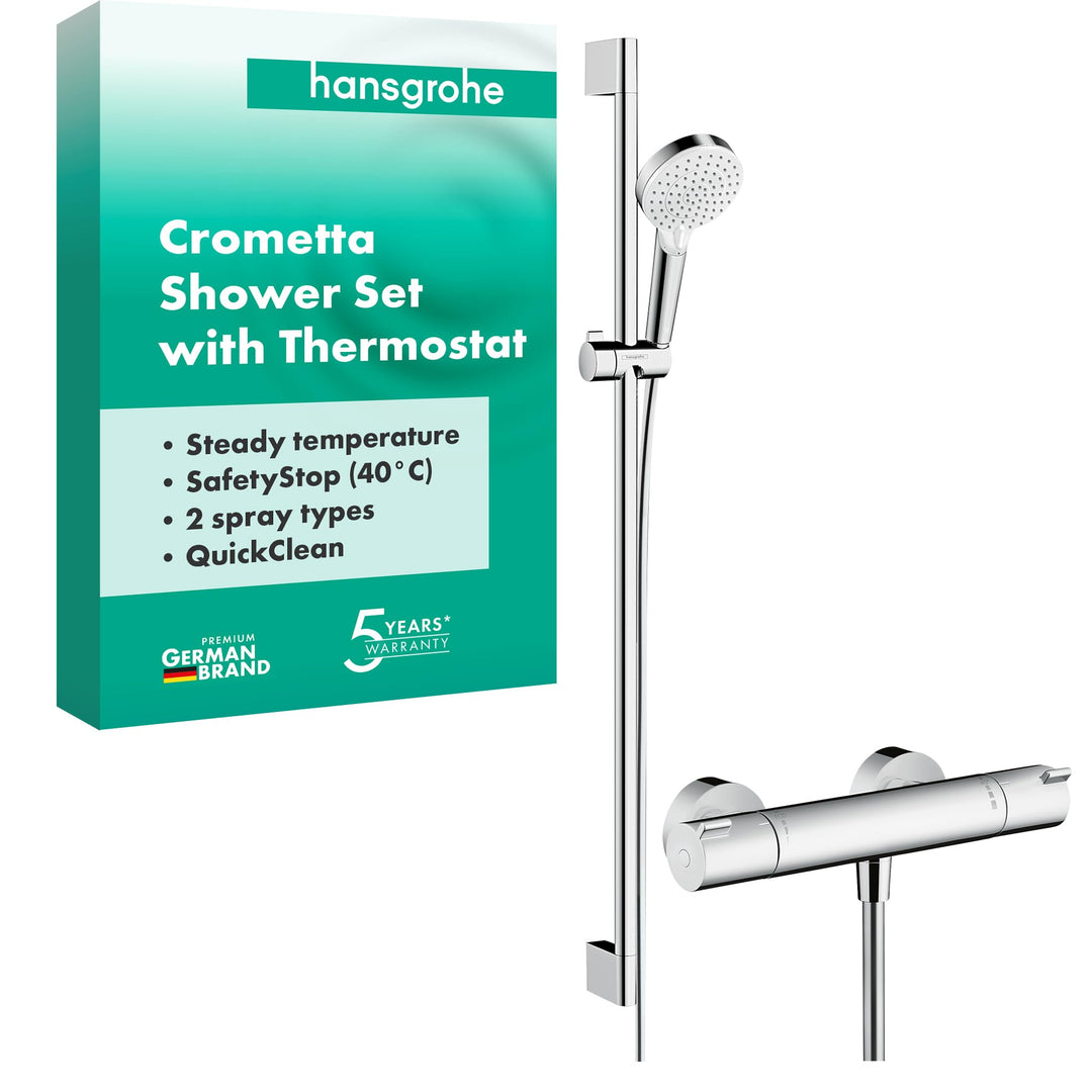 hansgrohe Crometta Theromstatset 0,90m, 2 Strahlarten, Weiss/Chrom Weiss/Chrom Duschset / Duschkopf