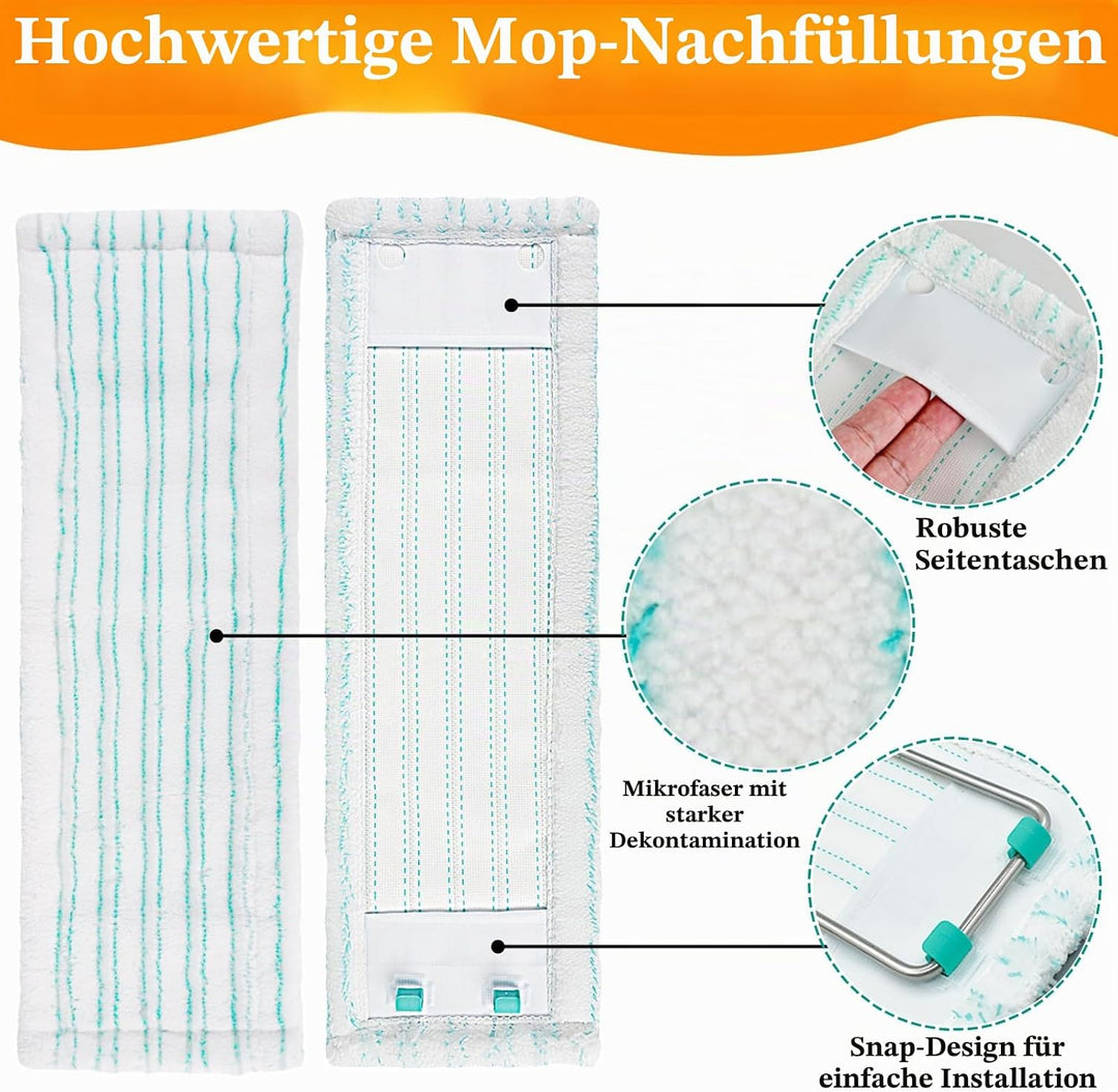 6 Stück Ersatz-Wischbezüge für Leifheit Profi XL Micro Duo / Profi XL Cotton Plus,Mikrofaser Wischbe