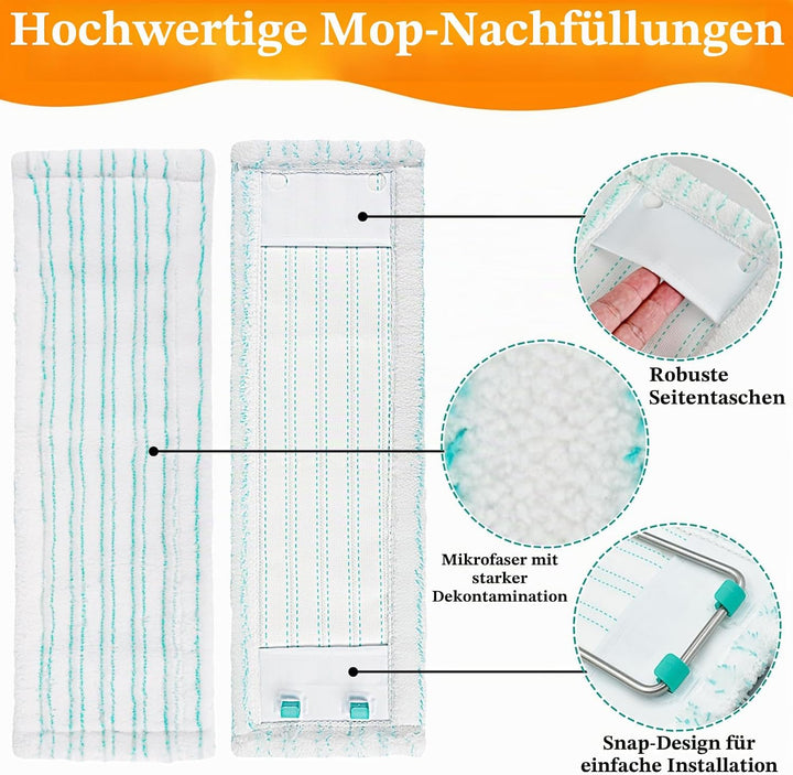 6 Stück Ersatz-Wischbezüge für Leifheit Profi XL Micro Duo / Profi XL Cotton Plus,Mikrofaser Wischbe
