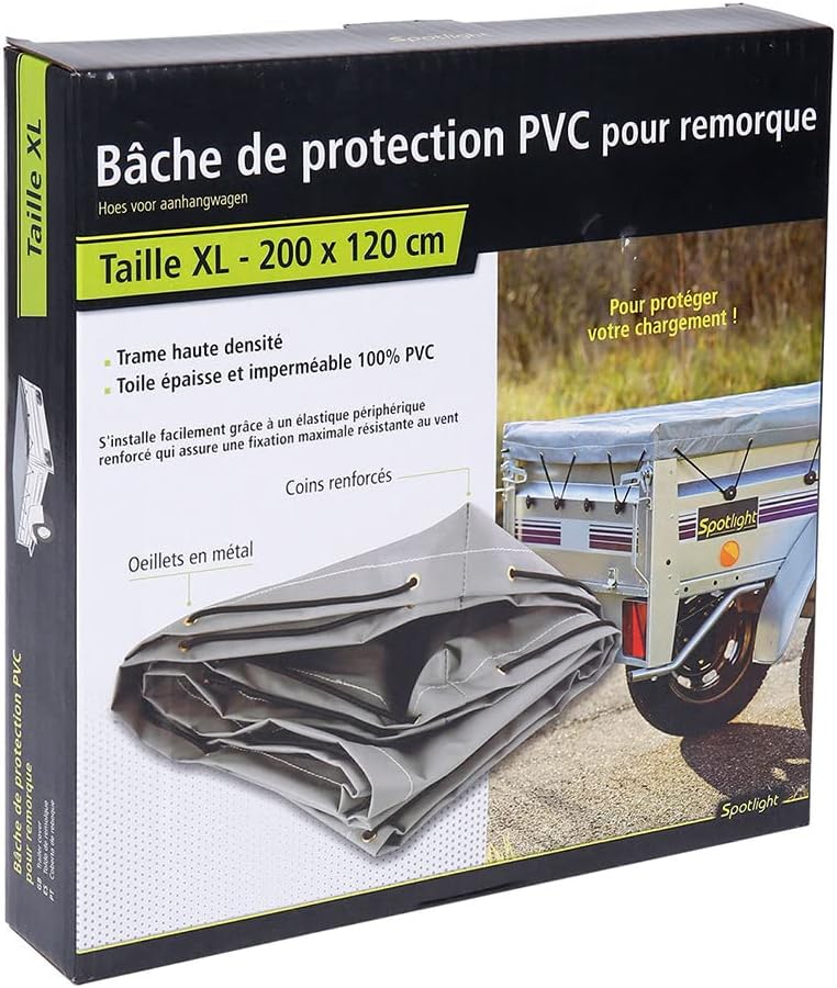 SPOTLIGHT - Abdeckung für Anhänger – Flachplane für Anhänger 200 x 120 cm / 400 g/m² – Grösse XL – w