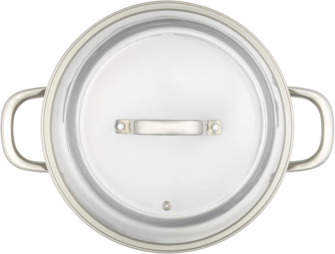 Salter Timeless 24cm Kochtopf - Antihaft-Edelstahl-Kochtopf, 9L, Inklusive Glasdeckel mit Dampfentlü