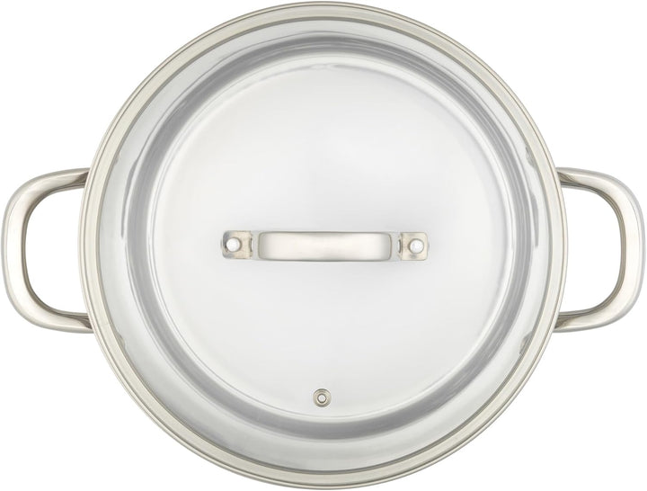 Salter Timeless 24cm Kochtopf - Antihaft-Edelstahl-Kochtopf, 9L, Inklusive Glasdeckel mit Dampfentlü
