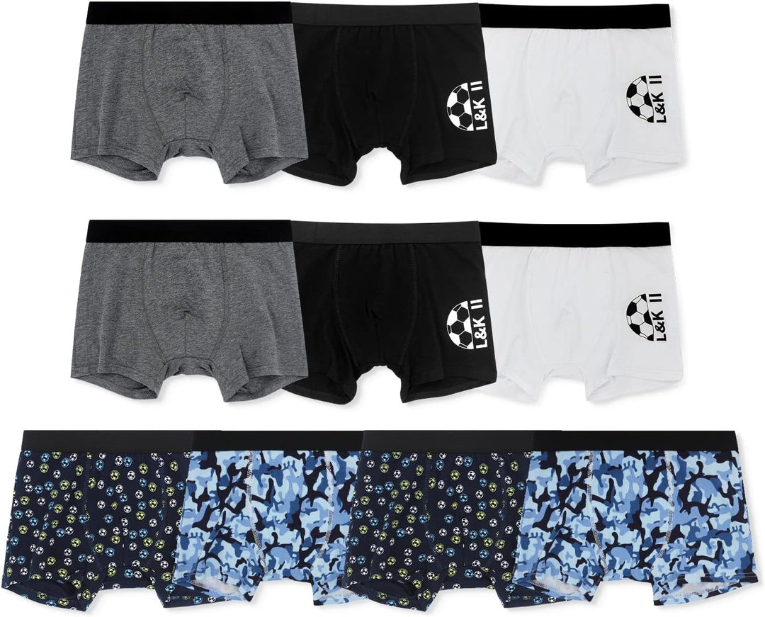 L&K-II Boxershorts Jungen Baumwolle Kinder Unterhosen 10er Pack 1604 146-152 Mehrfarbig 2, 146-152 M