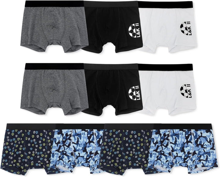 L&K-II Boxershorts Jungen Baumwolle Kinder Unterhosen 10er Pack 1604 146-152 Mehrfarbig 2, 146-152 M