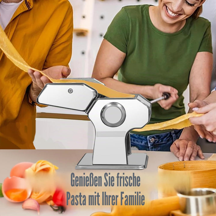 Alyoen Nudelmaschine Manuell, Pasta Maker aus Edelstahl, Pastamaschine mit 9 Einstellbaren Stärkeein