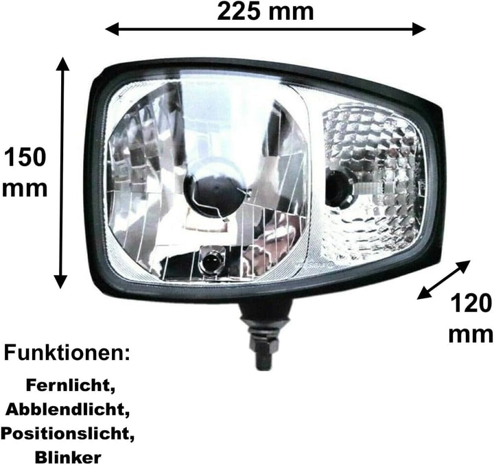 Mlx MelTruck® 2x Scheinwerfer Halogen DT04-6P Stecker Radlader Maniscopic CAT m. Glühbirnen 12V