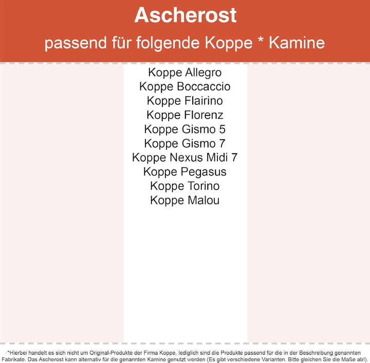 Kaminrost/Ascherost Rund Ø 203 x 10 mm passend für Koppe** Kaminöfen inkl. Modellübersicht - Aschero