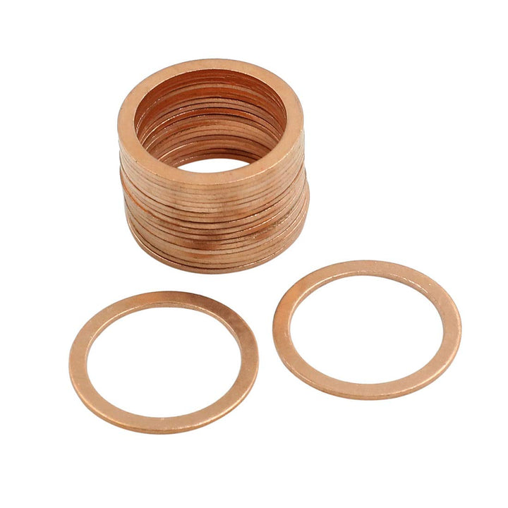 sourcing map 20 STK. 21mm Flach Unterlegscheiben Dichtung Kupferringe Dichtringe Dichtplatte