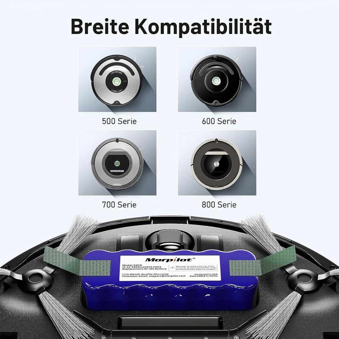 Morpilot Akku für iRobot Roomba, NI-MH 4500mAh Ersatzakku für iRobot Roomba 500 521 530 560 563 565