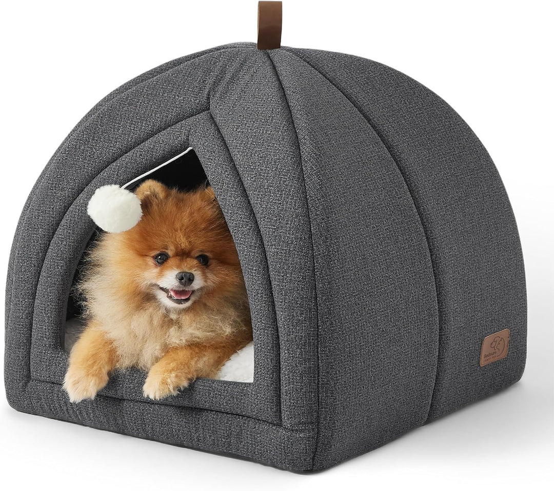 BEDSURE Katzenbett grosse Katzen Katzenhöhle- 44x44x44 cm Katzenhaus Indoor mit abnehmbarem Sherpa K
