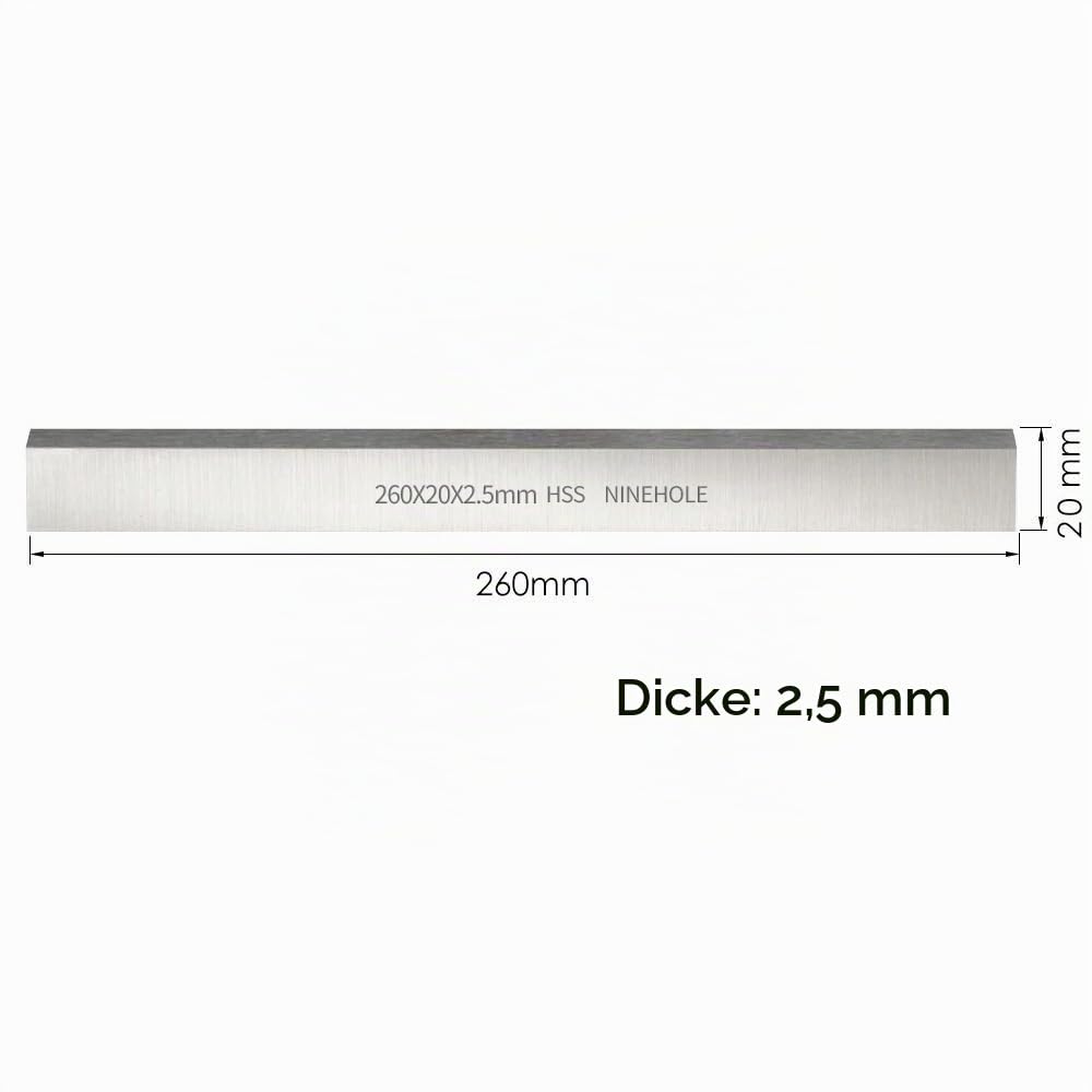 Ninehole 4 Stück HSS Hobelmesser 260mm, 260mm Hobelmesserblätter Passend Für rabot Lurem 260 und Kit