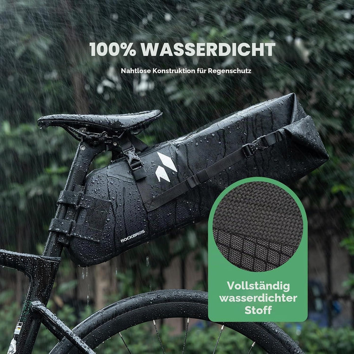 ROCKBROS Bikepacking Satteltasche 13L Wasserdicht, Fahrradtasche Sattel mit Halterung, Fahrrad Sitzt