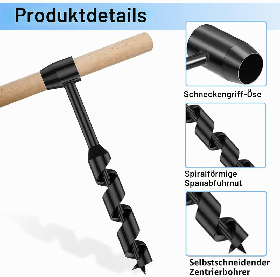 Handbohrer Bushcraft Manueller Schraubenschlüssel,Schwerlast-Stahl Scotch Eye Holz Handbohrer Bushcr