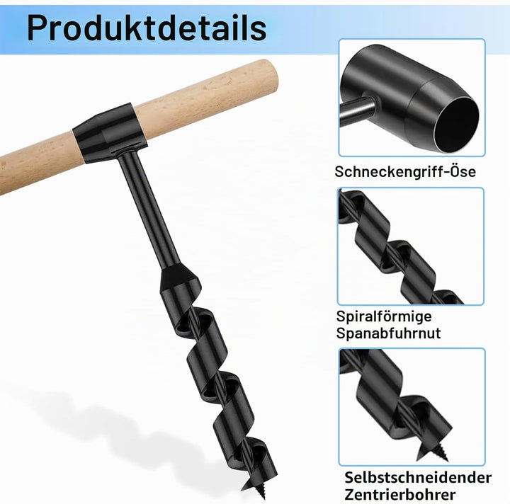 Handbohrer Bushcraft Manueller Schraubenschlüssel,Schwerlast-Stahl Scotch Eye Holz Handbohrer Bushcr