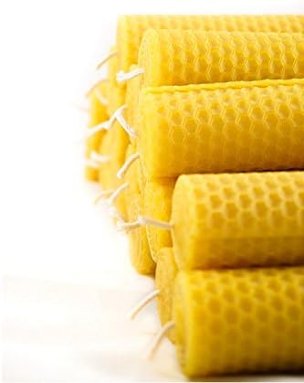 Naturra 20 100% Bienenwachs Stabkerzen handgerollt mit Wabenmuster Set - ca. 12 Stunden Brenndauer p