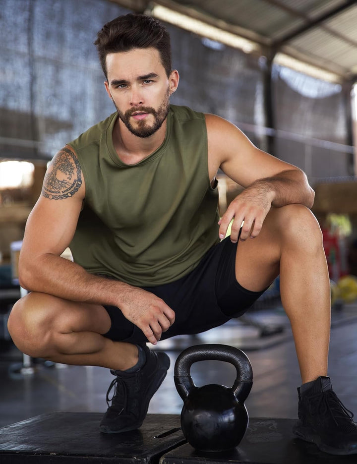 HUAKANG 3/5er Pack Tank Top Herren Ärmelloses Shirt Fitness Achselshirt Unterhemd Schnelltrocknendes