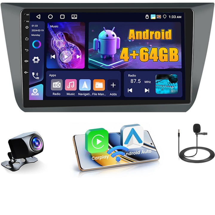 4+64GB Android Autoradio für Seat Altea 2004-2015, Toledo 2004-2009 Wireless Carplay Android Auto, 9