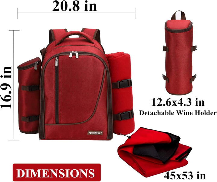 apollo walker Picknickrucksack 4 Personen Picknick Set (Set & Decke) Thermotasche Kühltaschen für Ca