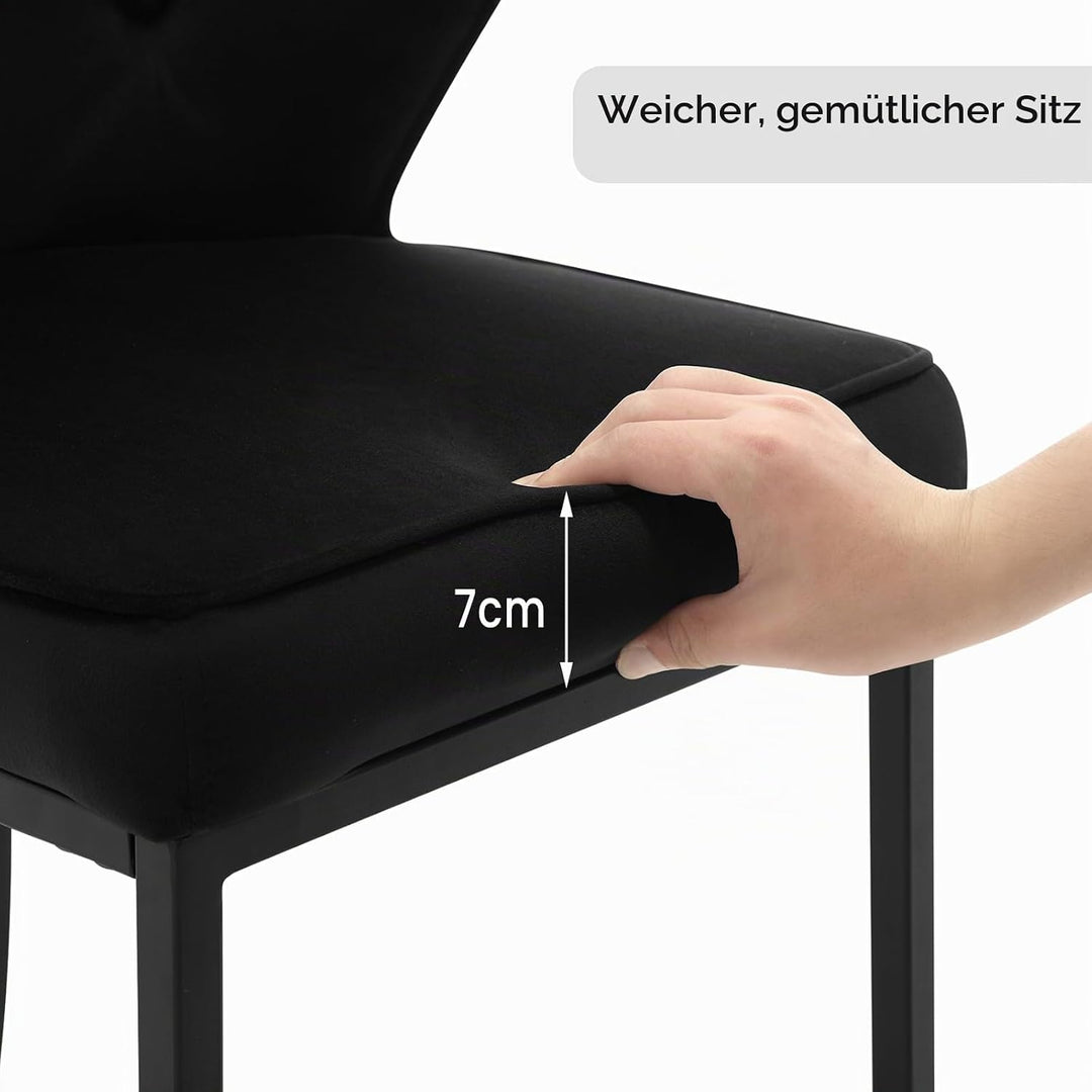WOLTU Barhocker 2er Set, Barstuhl mit Rückenlehne, Bistrohocker, Schwarz | Tresenhocker, Design-Hock