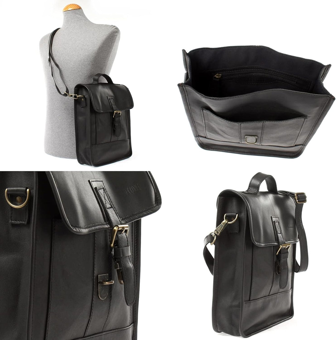 LECONI Umhängetasche Freizeittasche Echtleder vintage Herren Damen Hochformat Leder 24x30x8cm LE3052