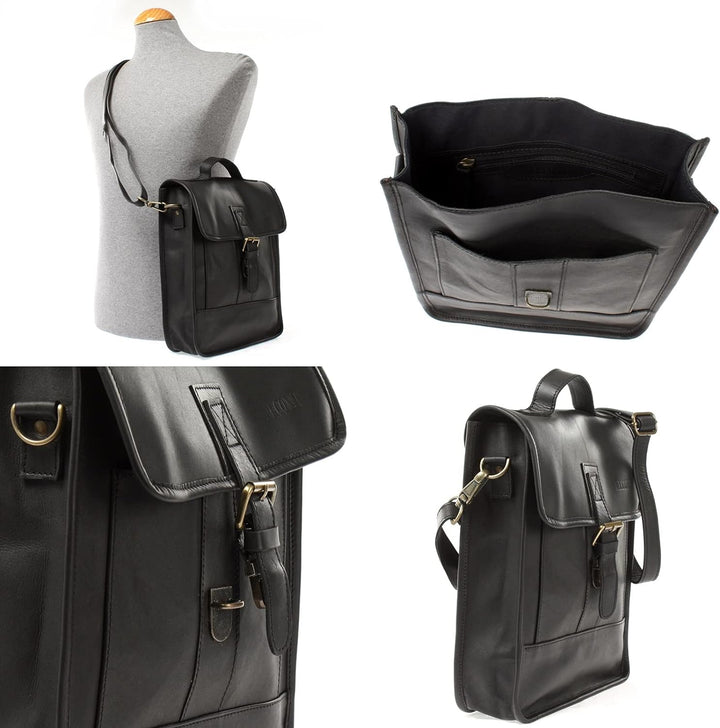 LECONI Umhängetasche Freizeittasche Echtleder vintage Herren Damen Hochformat Leder 24x30x8cm LE3052