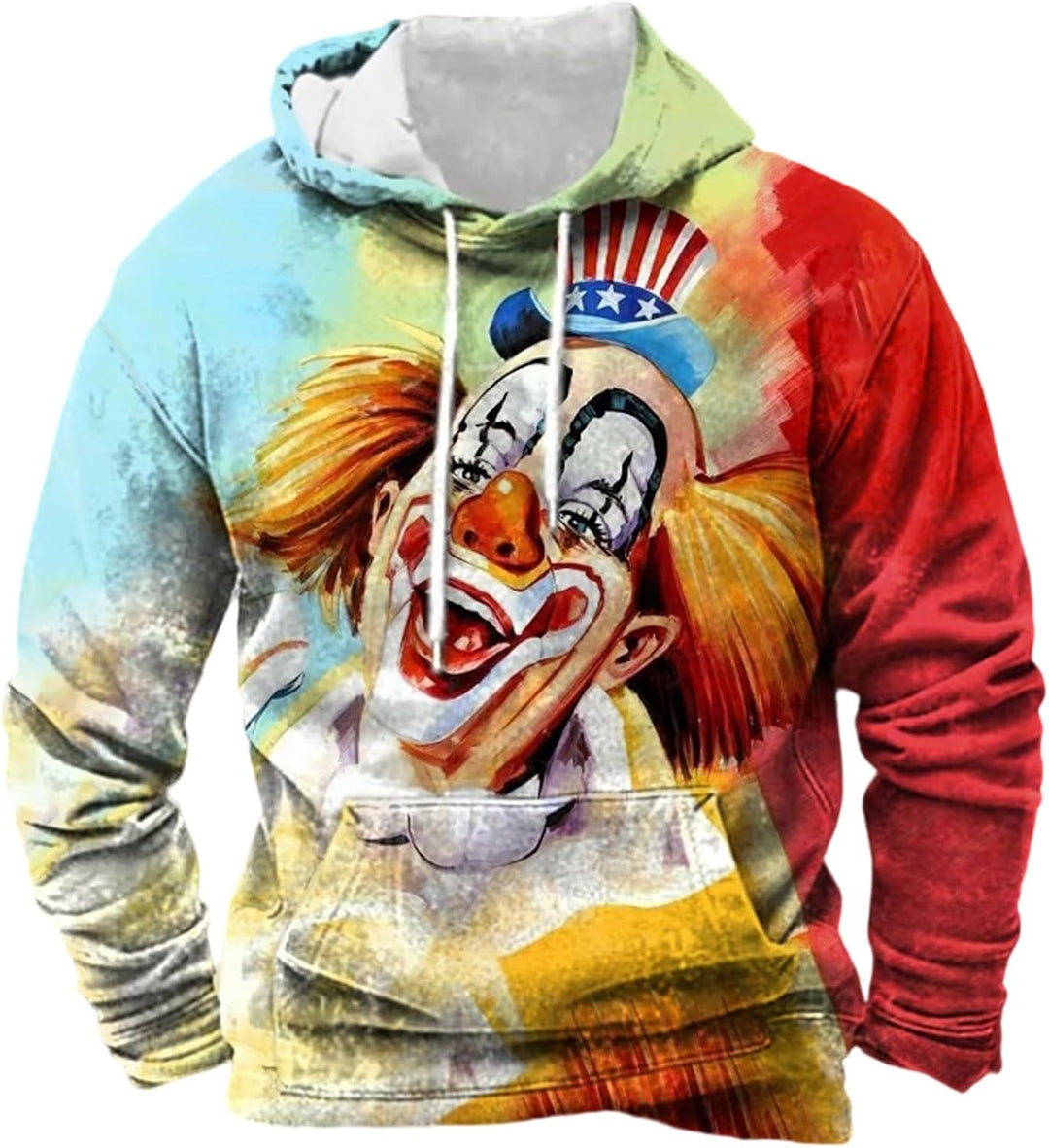 Kapuzenpullover mit Karnevalsprint weiches Fleece Sweatshirt Vordertasche verstellbarem Kordelzug kö