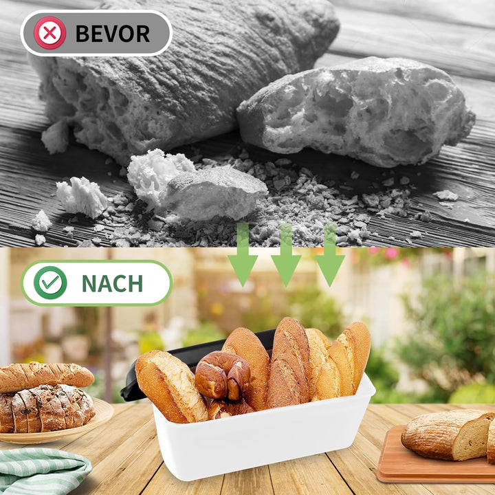 NBVNBV Brotkasten, Smart Brotbox mit Trenner und Bread Deckel Schwarz, Lebensmittelecht Brot Aufbewa