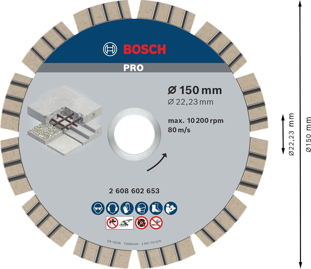 Bosch Professional Diamanttrennscheibe Best für Concrete, 150 x 22,23 x 2,4 x 12 mm, 150 x 22,23 x 2