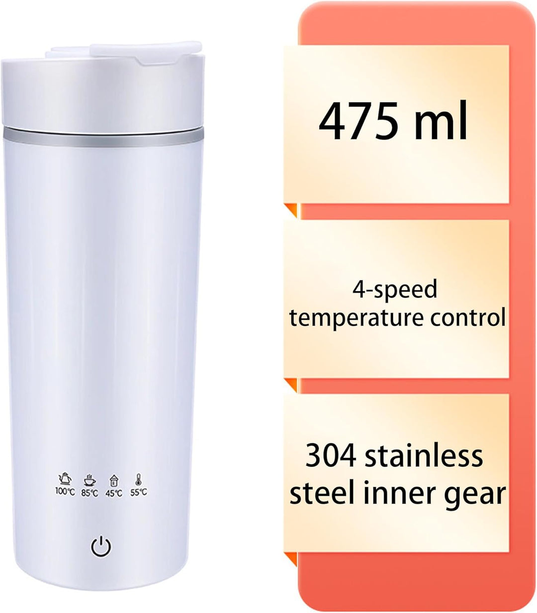 Elektrischer Reisewasserkocher Klein 475ml, 4 Temperatureinstellbar, Tragbarer Reise Wasserkocher 30