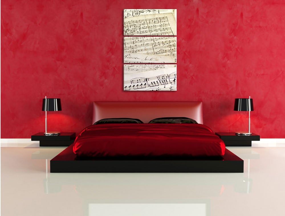 Pixxprint Stilvolle alte Notenblätter 3-Teiler Leinwandbild 120x80 Bild auf Leinwand