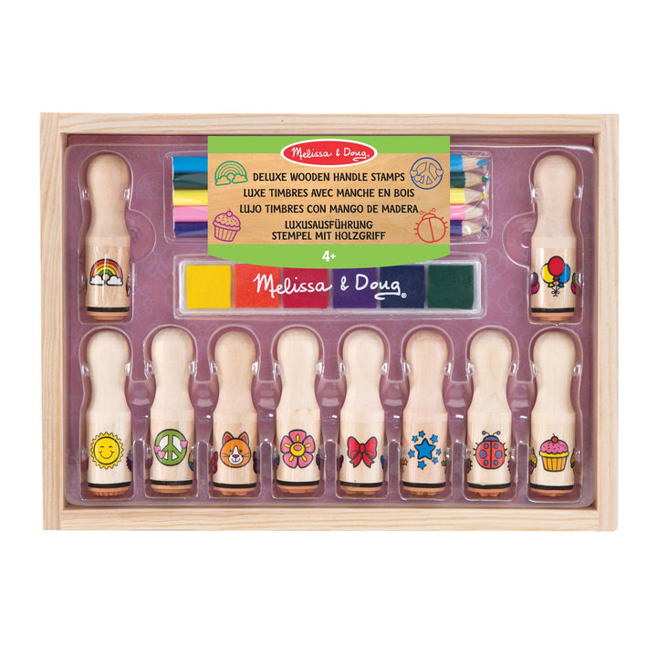 Melissa & Doug - Stempel Mit Holzgriff Luxusausführung - Stempelset Kinder, kleine Geschenke für Kin