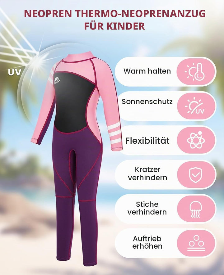 Gogokids Kinder Neoprenanzüge - Jungen Mädchen Rash Guard Einteiler Thermische Badeanzüge 2.5mm Neop