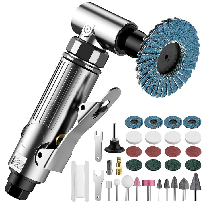 EYPINS Druckluftschleifer Set, Stabschleifer Druckluft Schleifer 90° abgewinkelt Winkelschleifer 90p