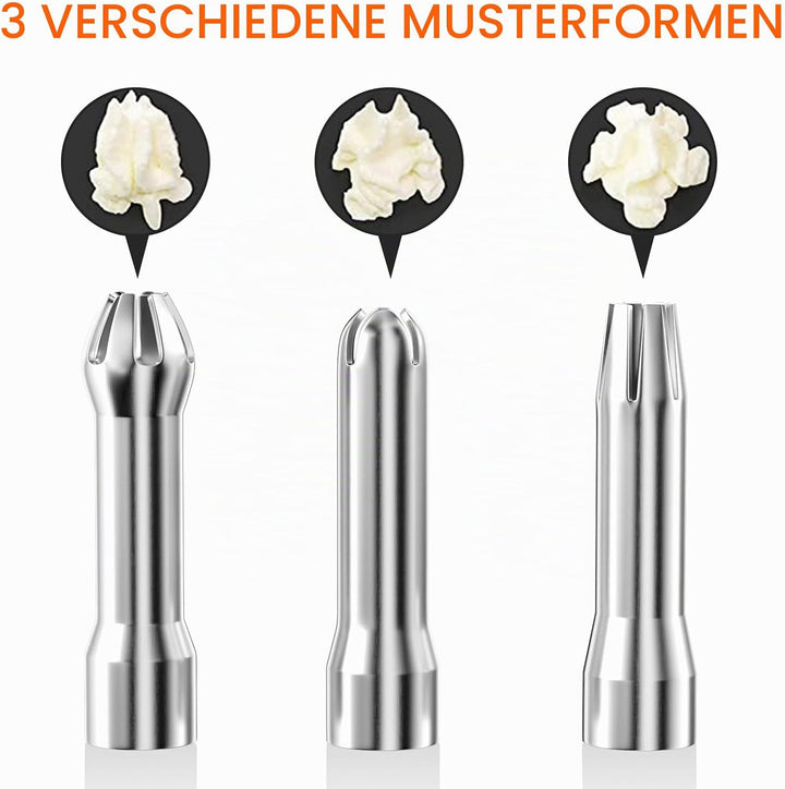 Newaner 500ml sahnespender, Sahnesyphon Aluminium mit 3 Edelstahl Deko-Düsen und 1 Reinigungbürste,