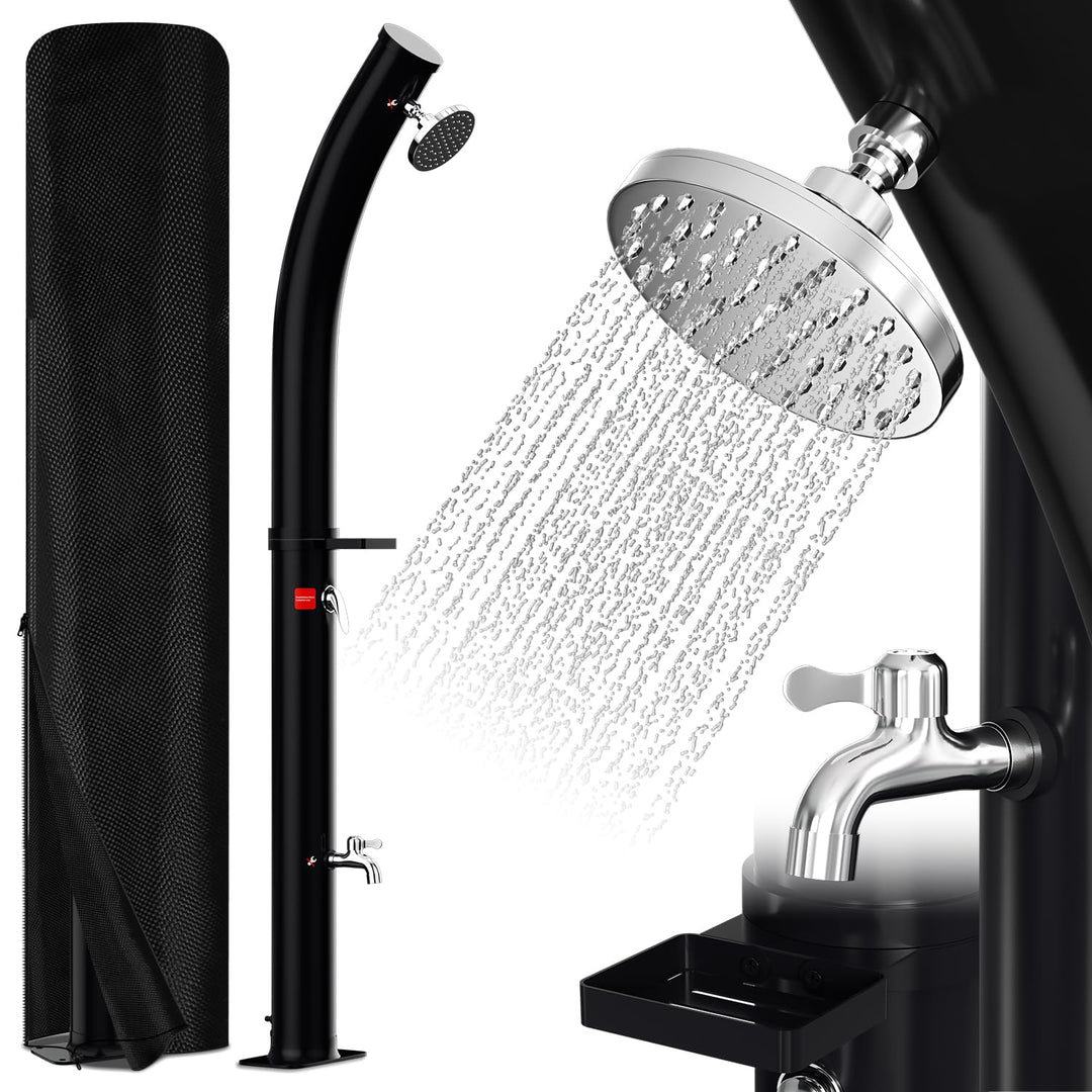 Eulenke Solardusche Bogen Gartendusche 20 Liter max. 60°C mit Schutzhaube, Duschkopf 360° und Wasser