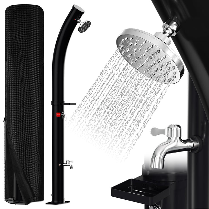 Eulenke Solardusche Bogen Gartendusche 20 Liter max. 60°C mit Schutzhaube, Duschkopf 360° und Wasser
