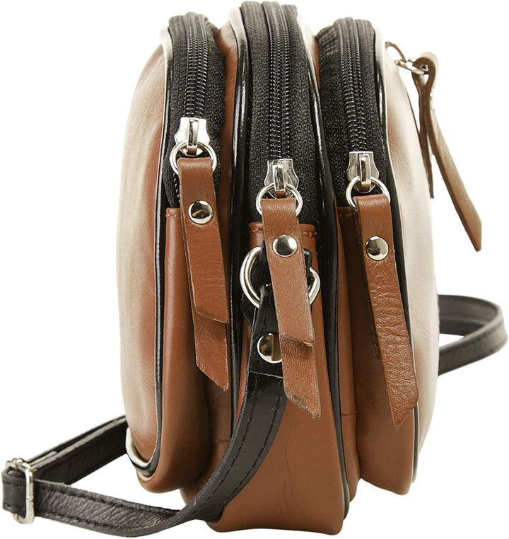 Umhängetasche Echt Leder Damen Made in Italy | kleine Abendtasche | elegante Partytasche mit 3 Fäche
