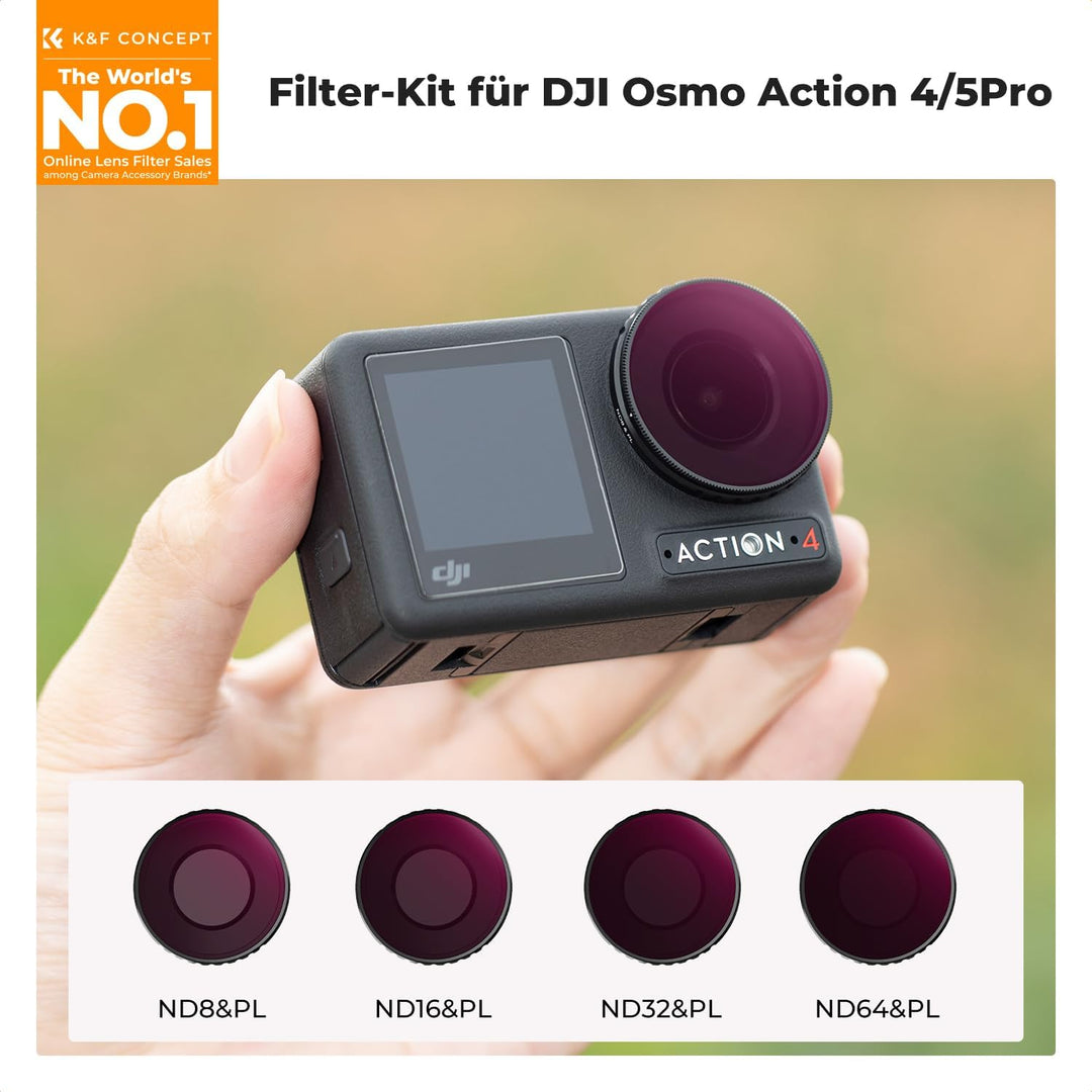 K&F Concept ND/PL Filtersets,4er Pack ND8/PL,ND16/PL,ND32/PL,ND64/PL Filter kompatibel mit DJI Osmo