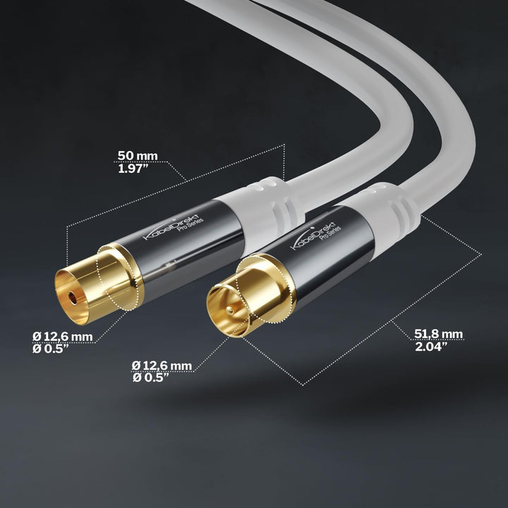 KabelDirekt – 4K Antennenkabel, Koaxialkabel, TV Kabel weiss – 10 m – Fernsehkabel mit bruchfestem M