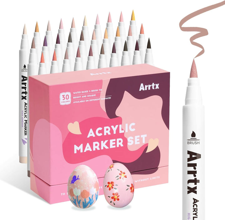 Arrtx Acrylstifte für Steine Bemalen, 30 Hautfarben Acrylstifte Marker, Malstifte für Künstler und E