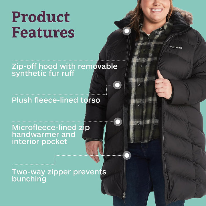 Marmot Damen Wm's Montreaux Coat, Leichte Daunenjacke, 700 Fill-Power, warmer Parka, stylisher Winte