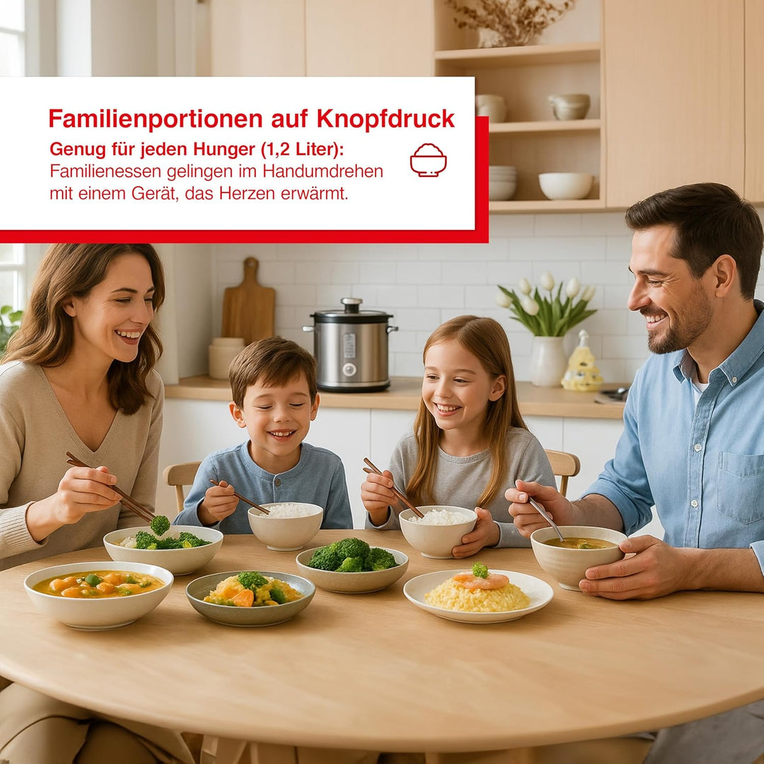 Solis Rice Cooker Multi – Reiskocher mit Dampfgarfunktion, PFAS-freiem Antihaft-Topf für bis zu 6 Ta