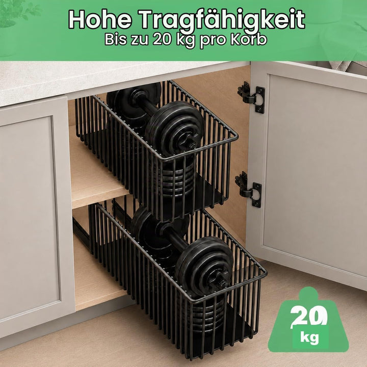 4er Set Ausziehbare Schublade Küche Schmal 15,3cm, Teleskopschublade Ohne Bohren, Nischenregal Schra